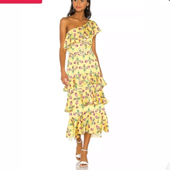 patbo Dresses & Skirts - 🔥PATBO One Shoulder Tiered Ruffle Dress Size 6